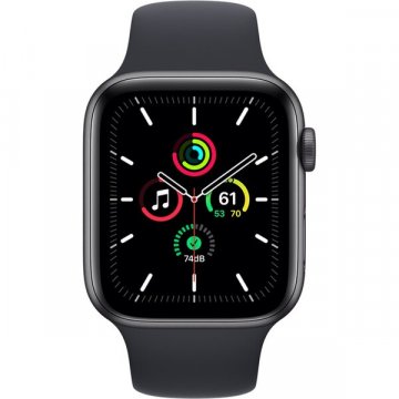 Apple Watch SE Cellular 44mm vesmírně šedé s černým sportovním řemínkem