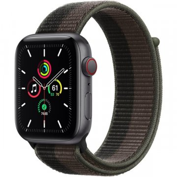 Apple Watch SE Cellular 44mm vesmírně šedé s tornádově šedým provlékacím řemínkem