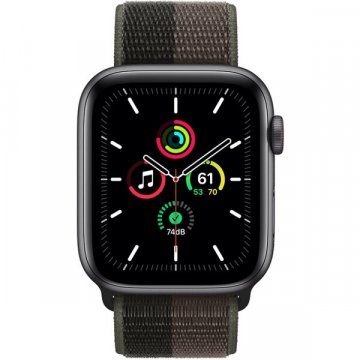 Apple Watch SE Cellular 44mm vesmírně šedé s tornádově šedým provlékacím řemínkem