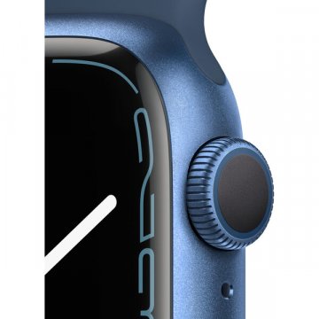 Apple Watch Series 7 GPS 45mm modrý hliník s modrým sportovním řemínkem