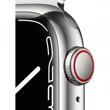Apple Watch Series 7 Cellular 41mm stříbrná ocel se stříbrným milánským tahem