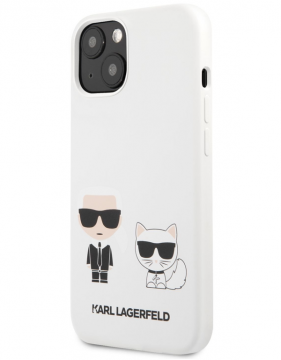 Karl Lagerfeld and Choupette Liquid Silicone iPhone 13 - bílá