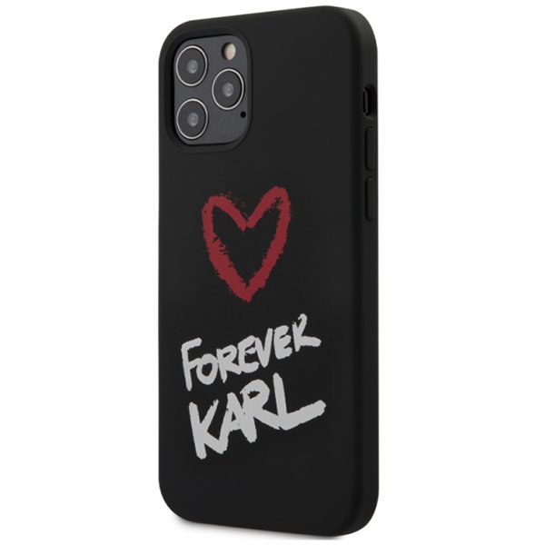 Karl Lagerfeld Forever Silikonový Kryt pro iPhone 12 / 12 Pro 6.1 Black