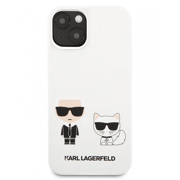 Karl Lagerfeld and Choupette Liquid Silicone iPhone 13 - bílá