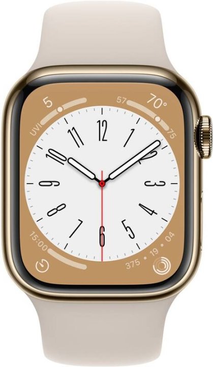 Apple Watch Series 8 Cellular 41mm zlatá ocel se zlatým sportovním řemínkem