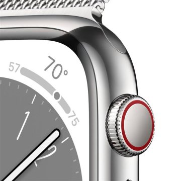 Apple Watch Series 8 Cellular 41mm stříbrná ocel se stříbrným milánským tahem