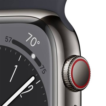 Apple Watch Series 8 Cellular 45mm grafitová ocel s černým sportovním řemínkem