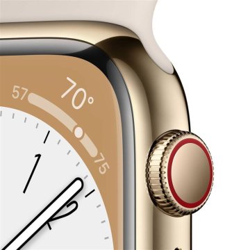 Apple Watch Series 8 Cellular 45mm zlatá ocel se zlatým sportovním řemínkem