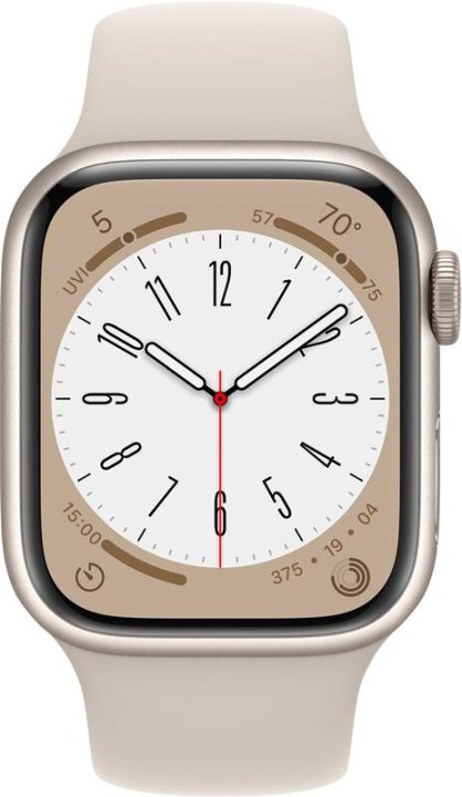 Apple Watch Series 8 GPS 45mm bílý hliník s hvězdně bílým sportovním řemínkem