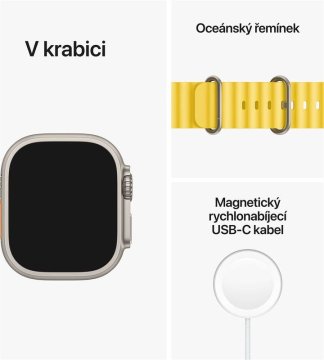 Apple Watch Ultra 49mm titanová s žlutým oceánským řemínkem