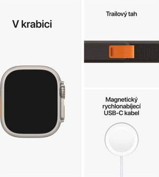 Apple Watch Ultra 49mm titanová s černošedým trailovým tahem M/L