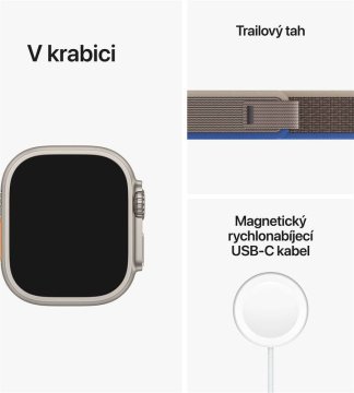 Apple Watch Ultra 49mm titanová s modrošedým trailovým tahem S/M
