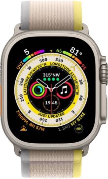 Apple Watch Ultra 49mm titanová se žlutým trailovým tahem S/M
