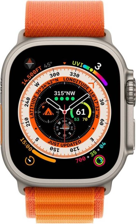 Apple Watch Ultra 49mm titanová s oranžovým alpským tahem L
