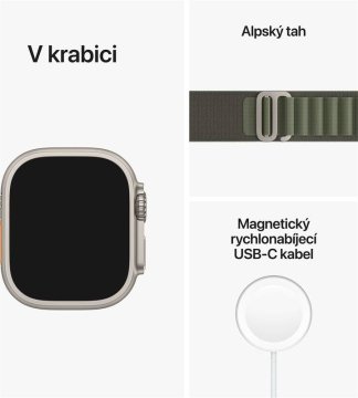 Apple Watch Ultra 49mm titanová se zeleným alpským tahem M