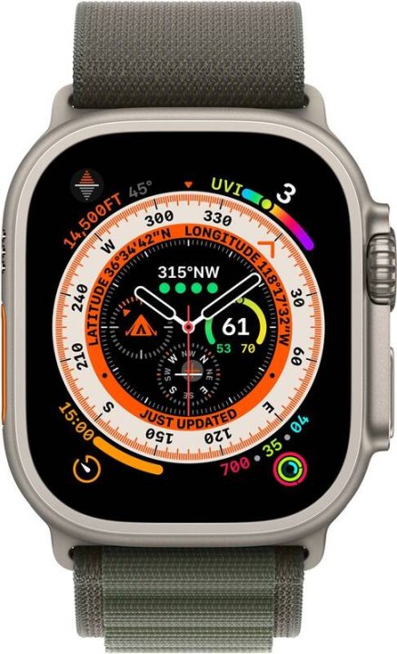 Apple Watch Ultra 49mm titanová se zeleným alpským tahem L