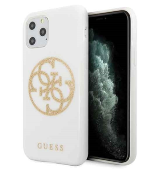 Guess 4G Glitter Circle kryt iPhone 11 Pro bílý