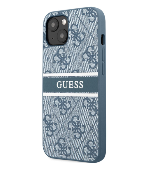 Guess PU 4G Printed Stripe Case iPhone 13 modrý