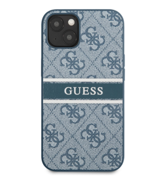 Guess PU 4G Printed Stripe Case iPhone 13 modrý