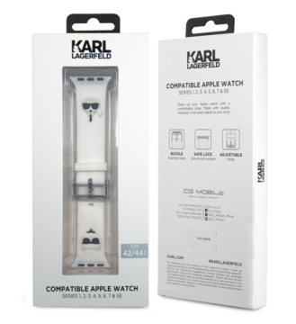 Karl Lagerfeld Karl and Choupette řemínek pro Apple Watch 42/44/45/49 mm  - bílý
