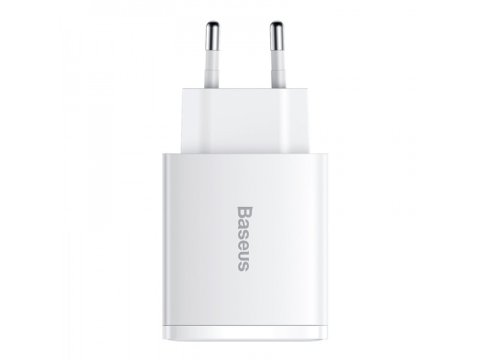 Baseus kompaktní rychlonabíjecí adaptér 2x USB-A, 1x Type-C 30W bílý