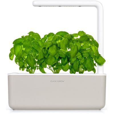 Click and Grow Smart Garden 3 chytrý květináč + 3ks kapslí se semínky bazalky, béžový