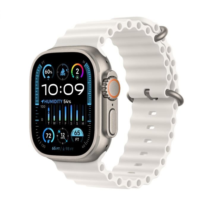 Apple Watch Ultra 2 GPS + Cellular, 49mm titanové pouzdro s bílým oceánským řemínkem