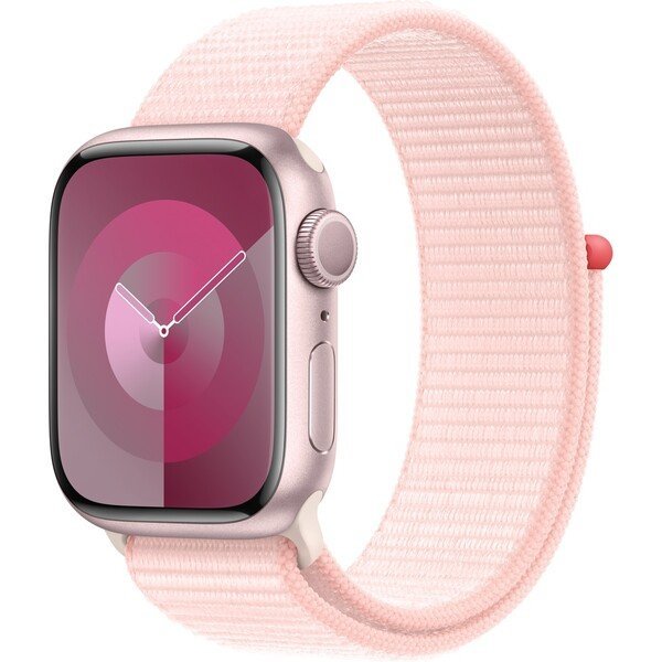 Apple Watch Series 9 Cellular 45mm růžový hliník s růžovým provlékacím řemínkem