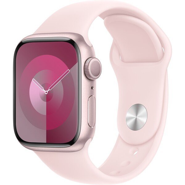 Apple Watch Series 9 Cellular 45mm růžový hliník s růžovým sportovním řemínkem S/M