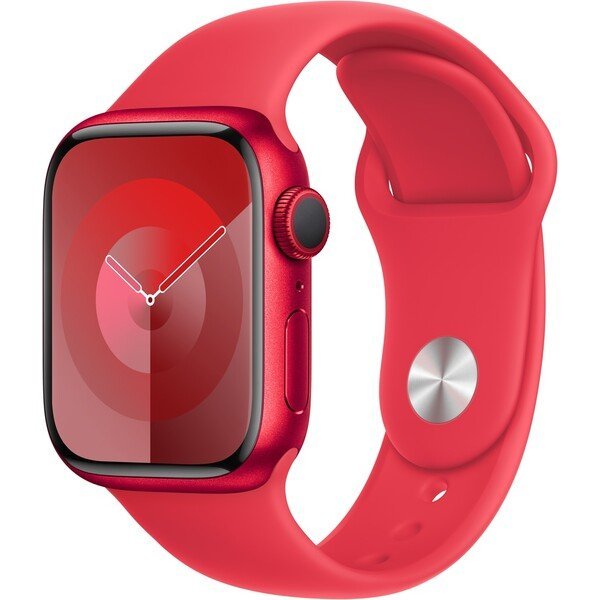 Apple Watch Series 9 GPS 45mm červený hliník s červeným sportovním řemínkem S/M