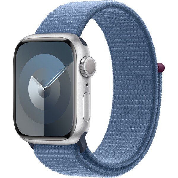 Apple Watch Series 9 GPS 45mm stříbrný hliník s ledově modrým provlékacím řemínkem