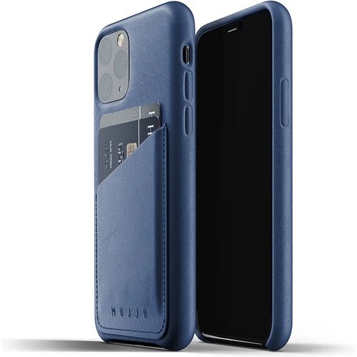 Mujjo obal pro iPhone 11 Pro, modrý s kapsou