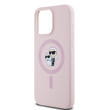 Karl Lagerfeld Liquid Silicone Karl and Choupette Magsafe Kryt pro iPhone 14 Pro Pink