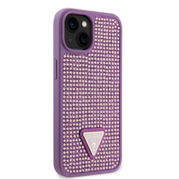 Guess Rhinestones Triangle Metal Logo Kryt pro iPhone 13 Purple