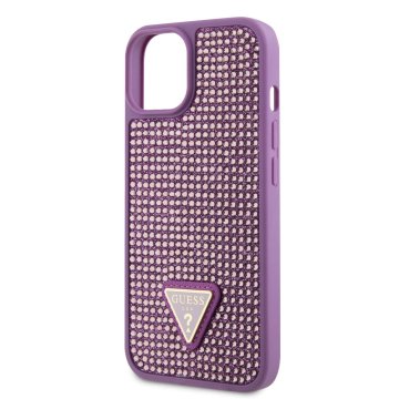 Guess Rhinestones Triangle Metal Logo Kryt pro iPhone 13 Purple