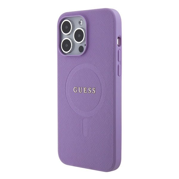 Guess PU Saffiano MagSafe Zadní Kryt pro iPhone 15 Pro Purple