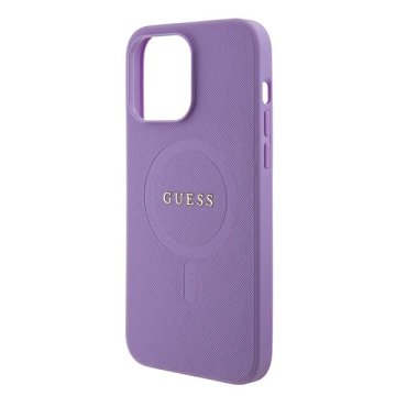 Guess PU Saffiano MagSafe Zadní Kryt pro iPhone 15 Pro Purple